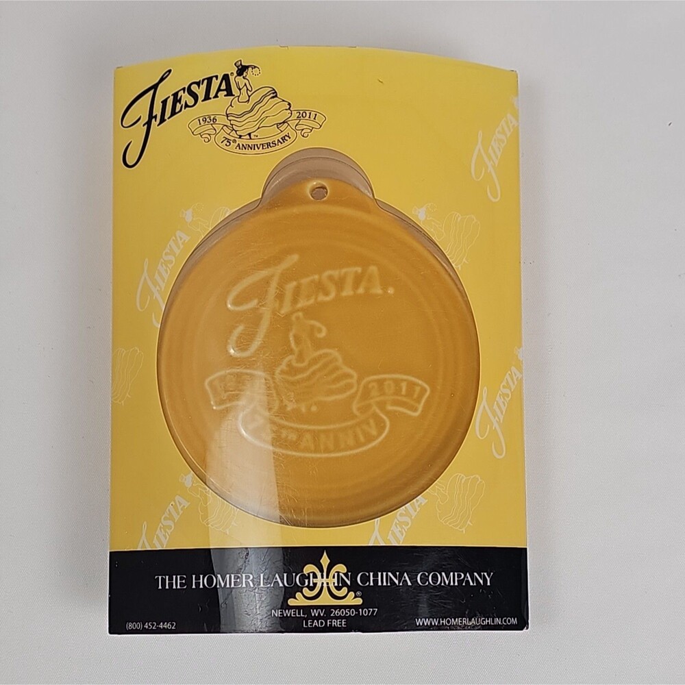 Fiesta Ware 75th Anniversary Ornament Yellow 3" Plate 2011 Homer Laughlin New